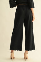Jodifl Scallop Edge Solid Dressy Pants in Black