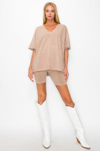 J.Her Basic Mineral Washed Top in Mocha