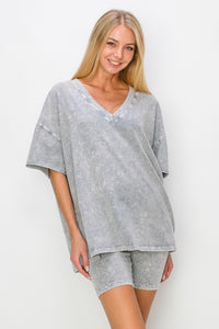 J.Her Basic Mineral Washed Top in Stone Blue