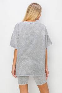 J.Her Basic Mineral Washed Top in Stone Blue