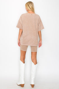 J.Her Basic Mineral Washed Top in Mocha