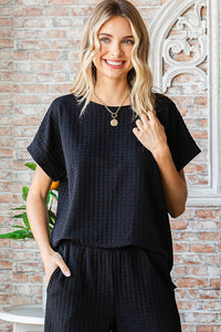 First Love Textured Top in Black