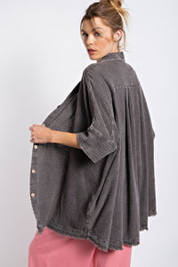 Easel Oversized Cotton Gauze Top in Ash Shirts & Tops Easel   