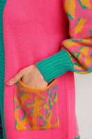 Umgee Animal Print Open Front Cardigan Sweater in Sunray Mix