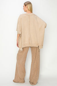 J. Her Cotton Mineral Washed Cargo Pants in Mocha Pants J.Her   
