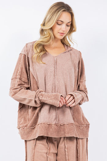 J.Her Pullover Hooded Top in Espresso Shirts & Tops J.Her   