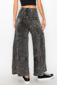 J.Her Mineral Washed Wide Leg Pants in Ashed Black Pants J.Her   