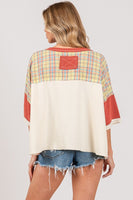 Sage+Fig Contrasting Fabric Top with Star Patch in Berry Shirts & Tops Sage+Fig   