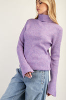 Easel Solid Color Textured Knit Sweater in Lilac Rose
