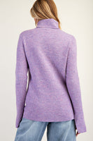 Easel Solid Color Textured Knit Sweater in Lilac Rose