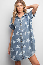 Load image into Gallery viewer, Easel Twinkle Star Print Tunic Dress in Dark Denim
