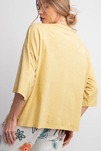 Easel Front Star Patched Half Sleeve Top in Honey Mustard Shirts & Tops Easel   