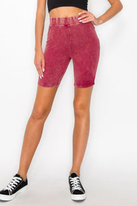 J.Her Mineral Washed Biker Shorts in Burgundy