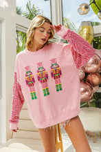 Load image into Gallery viewer, BiBi Sequin Nutcracker Top with Velvet Sequin Sleeves in Pink Shirts &amp; Tops BiBi   
