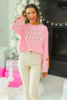 Grace+Emma Feelin' Festive Sweatshirt in Pink