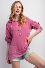 Load image into Gallery viewer, Easel Mineral Washed Cotton Gauze Hoodie in Magenta Shirts &amp; Tops Easel   
