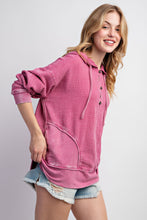 Load image into Gallery viewer, Easel Mineral Washed Cotton Gauze Hoodie in Magenta Shirts &amp; Tops Easel   
