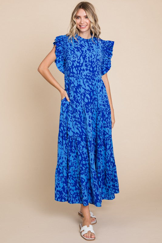 Jodifl Printed Maxi Dress with Pockets in Navy Dresses Jodifl   