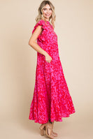 Jodifl Printed Maxi Dress with Pockets in Neon Pink Dresses Jodifl   