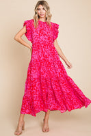 Jodifl Printed Maxi Dress with Pockets in Neon Pink Dresses Jodifl   