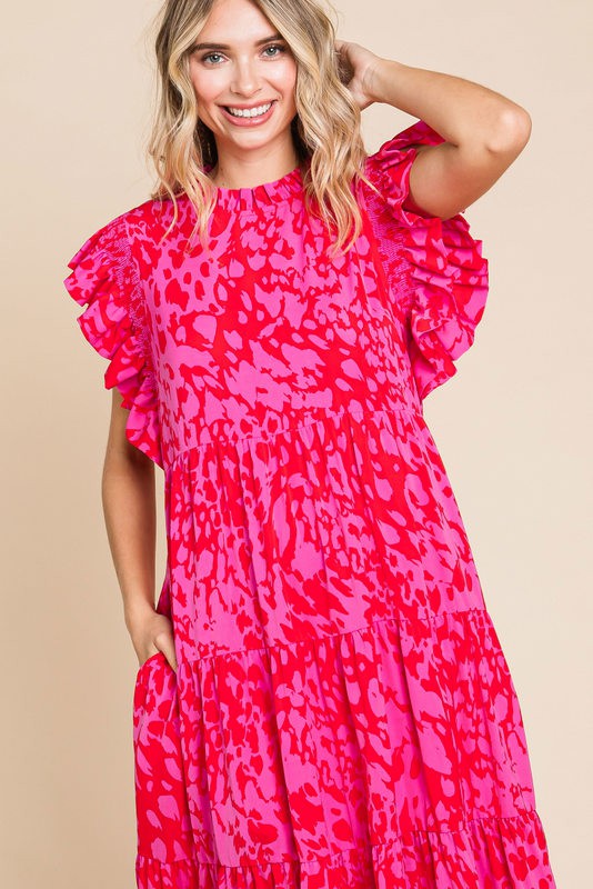 Jodifl Printed Maxi Dress with Pockets in Neon Pink ON ORDER – June Adel
