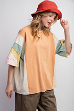 Load image into Gallery viewer, Easel Color Block Cotton Jersey Top in Chai Shirts &amp; Tops Easel   
