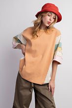 Load image into Gallery viewer, Easel Color Block Cotton Jersey Top in Chai Shirts &amp; Tops Easel   
