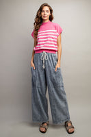 ee:some Stone Washed Pinstriped Wide Leg Pants in Denim