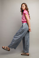ee:some Stone Washed Pinstriped Wide Leg Pants in Denim