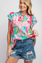 Load image into Gallery viewer, Easel Peach Blossom Printed Top in Bubble Gum Shirts &amp; Tops Easel   
