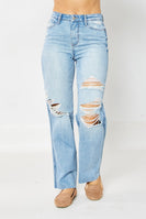 Judy Blue High Rise 90's Destroyed Straight Fit Jeans in Medium FINAL SALE
