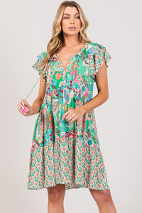 Sage+Fig Mixed Paisley Print Midi Dress in Green Dress Sage+Fig   