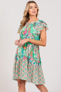 Sage+Fig Mixed Paisley Print Midi Dress in Green Dress Sage+Fig   