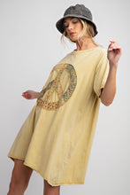 Load image into Gallery viewer, Easel Peace Patched Cotton Jersey Tunic Top in Honey Mustard Dress Easel   
