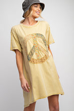 Load image into Gallery viewer, Easel Peace Patched Cotton Jersey Tunic Top in Honey Mustard Dress Easel   
