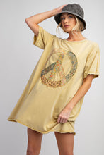 Load image into Gallery viewer, Easel Peace Patched Cotton Jersey Tunic Top in Honey Mustard Dress Easel   
