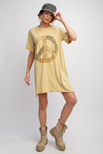 Load image into Gallery viewer, Easel Peace Patched Cotton Jersey Tunic Top in Honey Mustard Dress Easel   
