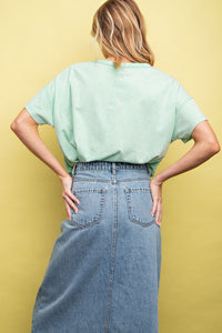 Easel Star Patched Cotton Jersey Top in Mint Shirts & Tops Easel   