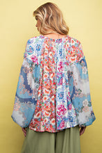 Load image into Gallery viewer, Easel Floral Print Mix n Match Top in Grey Blue Shirts &amp; Tops Easel   
