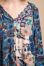 Load image into Gallery viewer, GiGiO Mixed Print Faux Button Front Top in Midnight ON ORDER
