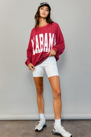 BucketList Oversized Ribbed ALABAMA Print Top in Crimson
