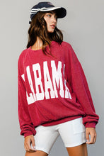 Load image into Gallery viewer, BucketList Oversized Ribbed ALABAMA Print Top in Crimson
