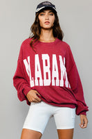 BucketList Oversized Ribbed ALABAMA Print Top in Crimson
