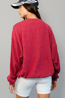 BucketList Oversized Ribbed ALABAMA Print Top in Crimson