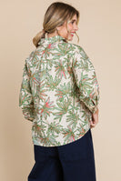 Jodifl Plant Print Button Up Top in Cream/Coral