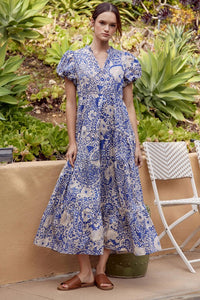 Jodifl Mixed Print Midi Dress in Blue