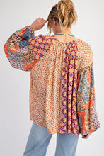 Load image into Gallery viewer, Easel Vintage Boho Printed Challis Top in Natural Toast
