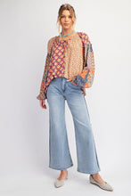 Load image into Gallery viewer, Easel Vintage Boho Printed Challis Top in Natural Toast
