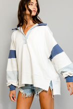 Load image into Gallery viewer, BucketList French Terry Color Block Tunic Top in Ivory/Navy ON ORDER Shirts &amp; Tops Bucketlist   
