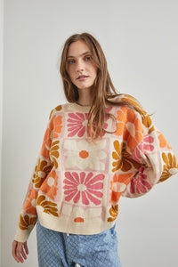 Polagram Floral Print Sweater in Cream Multi Shirts & Tops Polagram   
